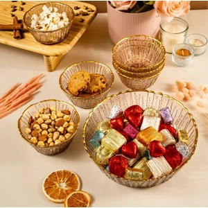 Fladen 7 Parça Kase Seti Kahve Gold Fileli