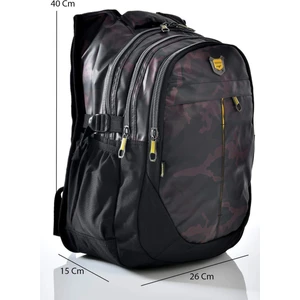 2235 Bordo Kamuflaj Desenli Okul Sırt Çantası