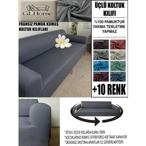 %100 Pamuk Fransız Kumaş 3 Lü Komple Giydirme Kanepe & Çekyat, Bohem, Porto, Vb. Model Koltuk Kılıfı