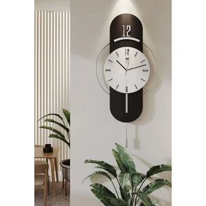 MetaQuartz AksesuarAntrasit-Gümüş Milano Time Modern Dekoratif Metal Camlı Duvar Saati