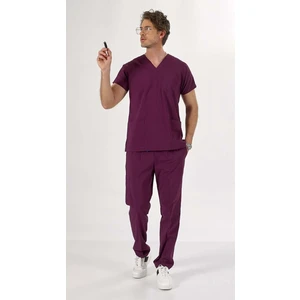 Uçak İş Giyim Mürdüm Core-Flex Erkek Likralı Cerrahi Takım