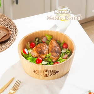 2060 Büyük Boy Doğal Bambu Salata Kasesi 26CM
