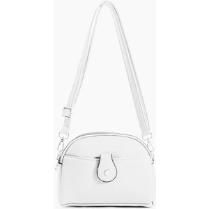 Kadın Suni Deri Ayarlanabilir Çapraz Askılı 4 Bölmeli Mıknatıs Toka Detaylı Beyaz Omuz Çantası