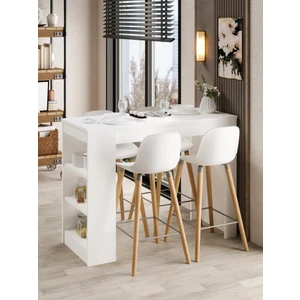 Shelfy Bar Raflı Yemek Masası Beyaz