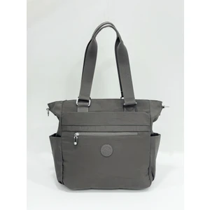 Kadın Çok Gözlü Kullanışlı Suya Dayanıklı Saten Kumaş Koyu Gri Renkli Çapraz Askılı El ve Omuz Çantası