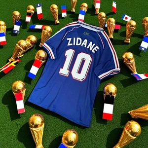 Bite Nose Fransa Zidane 98 Dünya Kupası Nostalji Forma Mavi