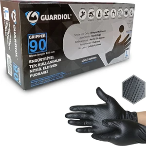 Nitril Siyah Eldiven Çift Yönlü Tırtıklı L Beden 50 Adet