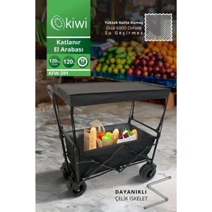 KFW-391 Katlanabilir Su Geçirmez Market Arabası Siyah