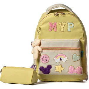 2055 Ikili Set Kız Çocuk Sırt Çantası Okul Çantası Çok Bölmeli Ortopedik