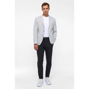 Gri Slim Desenli Mono Yaka 6 Drop Ceket