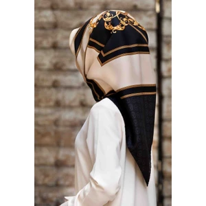 Vıssona 10667 Twill Ipek Eşarp Siyah-Krem