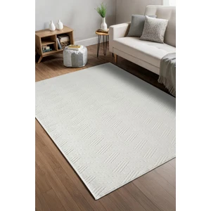 Myra Beyaz Yıkanabilir Kaymaz Taban Bambu Yumuşak Dokulu Kesme Halı Mutfak Salon Koridor Halısı