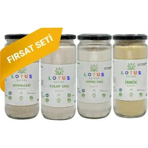 Lotus Natura  Sertifikalı Ek Gıda Seti +6 Ay (Yulaf Unu-Pirinç Unu-Irmik-Muhallebi)