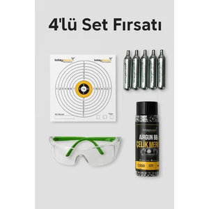 5 Co2 Tüp, 1.500 4.5mm Bbs Atış Gözlügü ve Hedef Kağıdı 4lü Avantajlı Set