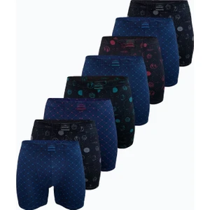 Erkek Desenli 8 Li Paket Modal Uzun Boxer 8 Adet 8m250