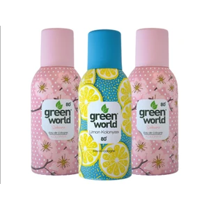 Green World 3'lü Aerosol Sprey Kolonya 3x150 ml - 2xSakura+Limon