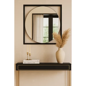 Effe Yapı Dekor Siyah Metal Çerçeveli Dekoratif Ayna 70 cm Modern Tasarım ile Şık Görünüm