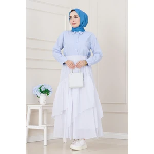 Katlı Botto Vual Etek-Beyaz