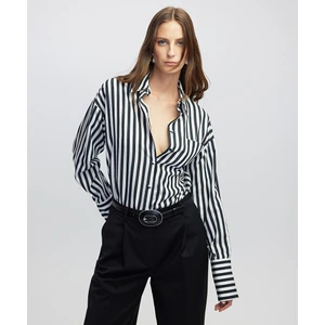 Çizgi Desen Düşük Omuz Gömlek  IW6250025093001