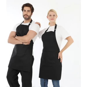 Boyun Ayarlı Şef Garson Kafe Aşçı Barista Siyah Önlük Mutfak Önlüğü Masterchef Cafe Apron Restaurant Önlüğü