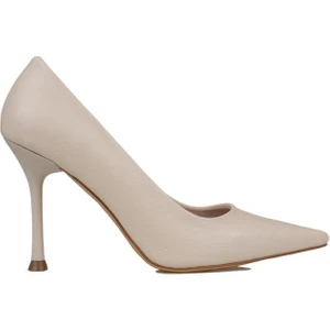 Trend Adımlar Krem Kadın Düz Deri Stiletto