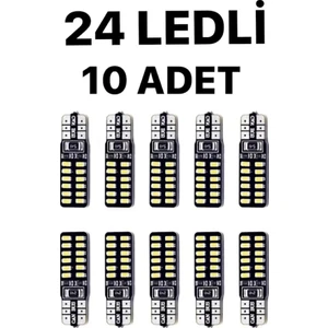 T10 LED 24 Ledli Metal Ultra Beyaz Park Plaka Tavan Ampulü 10 Adet