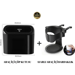 Volkswagen Transporter T7 2023-2024-2025 Araç Içi Oynar Kapaklı Çöp Kutusu,kovası, Ayarlanabilen Organizer Bardaklık Iki Ürün Bir Arada