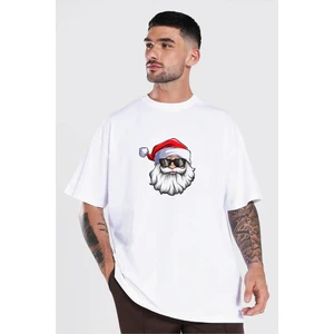 Gözlüklü Noel Baba T-Shirt - Beyaz