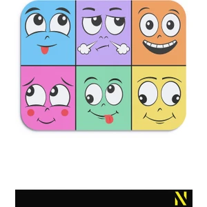 Ifadeler Emojiler Duygular Ruh Hali Temalı Renkli Ergonomik Mouse Pad - 23 cm x 19 cm - Kaydırmaz Taban Ev ve Ofis Kullanımı Için Ideal Fare Altlığı Mousepad