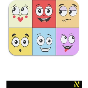 Ifadeler Emojiler Duygular Ruh Hali Temalı Renkli Ergonomik  Mouse Pad - 23 cm x 19 cm - Kaydırmaz Taban Ev ve Ofis Kullanımı Için Ideal Fare Altlığı Mousepad