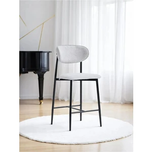 Laila 1 Adet 65 cm Ada Mutfak Bar Sandalyesi Gri Renkli Kumaş – Siyah Metal Ayak