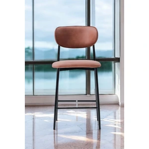 Laila 1 Adet 65 cm -Ada Mutfak Bar Sandalyesi Kiremit Renkli Kumaş – Siyah Metal Ayak