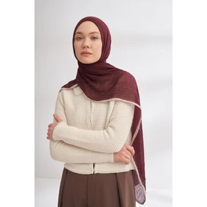 Müslin Biyeli Şal 3352-BURGUNDY