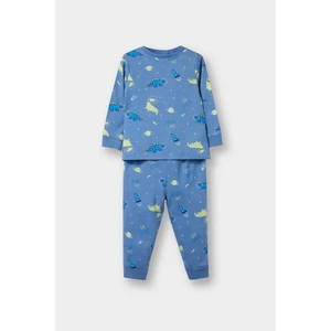 Erkek Bebek Pijama Takımı Dinozor Baskılı Uzun Kollu Penye Üst Uzun Alt