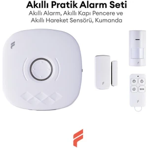 Akıllı Pratik Alarm Seti, Akıllı Alarm, Akıllı Kapı Pencere Sensörü, Akıllı Hareket Sensörü, Kumanda