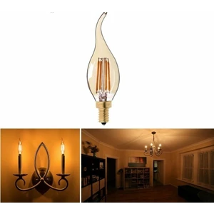 3W Rustik Kıvrık Mum Led Ampul E14 Amber