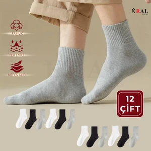 Kral Socks 12 Çift Unisex Spor Tenis Kolej Çorabı – Pamuklu Nefes Alabilen Rahat Çorap Seti