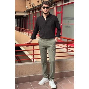 Günlük Kullanım İçin Düz Desenli Boru Paça Pantolon 23INP269 Konforlu Poliviskon Kumaş