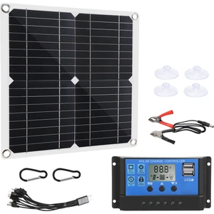 50W Güneş Panelı 18V Güneş Pilleri Bankası Konektörü Kapağı ile 100A Güneş Şarj Kontrol Cihazı IP65 Telefon Araba Rv Tekne Şarj Cihazı (Yurt Dışından)