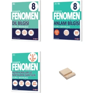 Fenomen Yayınları LGS 8. Sınıf Dil Bilgisi Soru Bankası - Anlam Bilgisi Soru Bankası ve Yazım Kuralları ve Noktalama İşaretleri Soru Bankası 3'lü Set + Telefon Tutucu