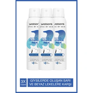 Invisible Power Men Deodorant Sprey Pudrasız 150 Ml X3 Adet