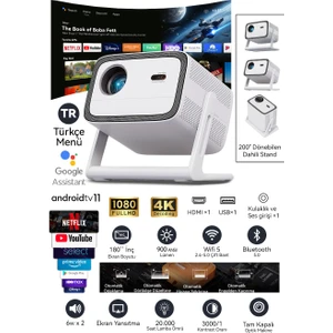 Vali 1 Projeksiyon cihazı | 900 Ansı Lümen, Android Tv, Dahili Stand