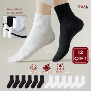 Kral Socks 12 Çift Unisex Spor Tenis Kolej Çorabı – Pamuklu Nefes Alabilen Rahat Çorap Seti