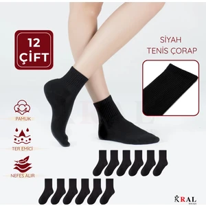 Kral Socks 12 Çift Unisex Spor Tenis Kolej Çorabı – Pamuklu Nefes Alabilen Rahat Çorap Seti