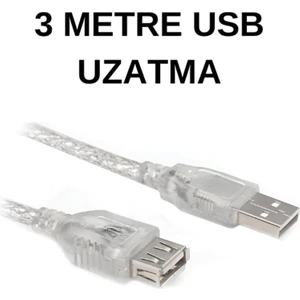 SpeedUF USB 2.0 Uzatma Kablosu 3 Metre - USB‑A Erkek to USB‑A Dişi Kablo, 480Mbps Veri Transferi, Tak-Çalıştır, Siyah veya Şeffaf