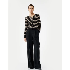 Uzun Kollu Bisiklet Yaka Çizgili Triko Hırka