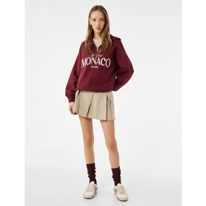 Yarım Fermuarlı Pamuklu Rahat Kalıp Kolej Baskılı Sweatshirt