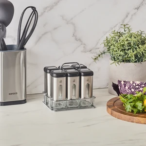 Shinex Inox Standlı 7 Parça Cam Baharat Seti 100 Ml