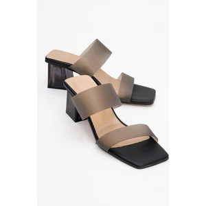 123 Siyah Cilt Topuklu Şeffaf Kadın Terlik