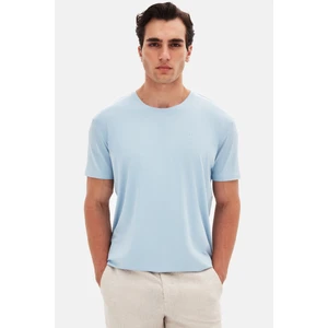 Twn Slim Fit Açık Mavi Düz Kabartma Baskılı T-Shirt